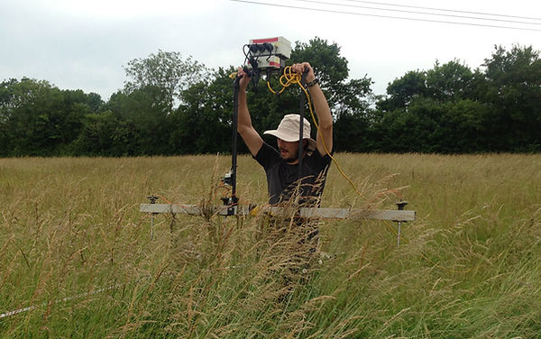 Archeaologist at work scanning the villa and tumulus sites at Eastlowhill