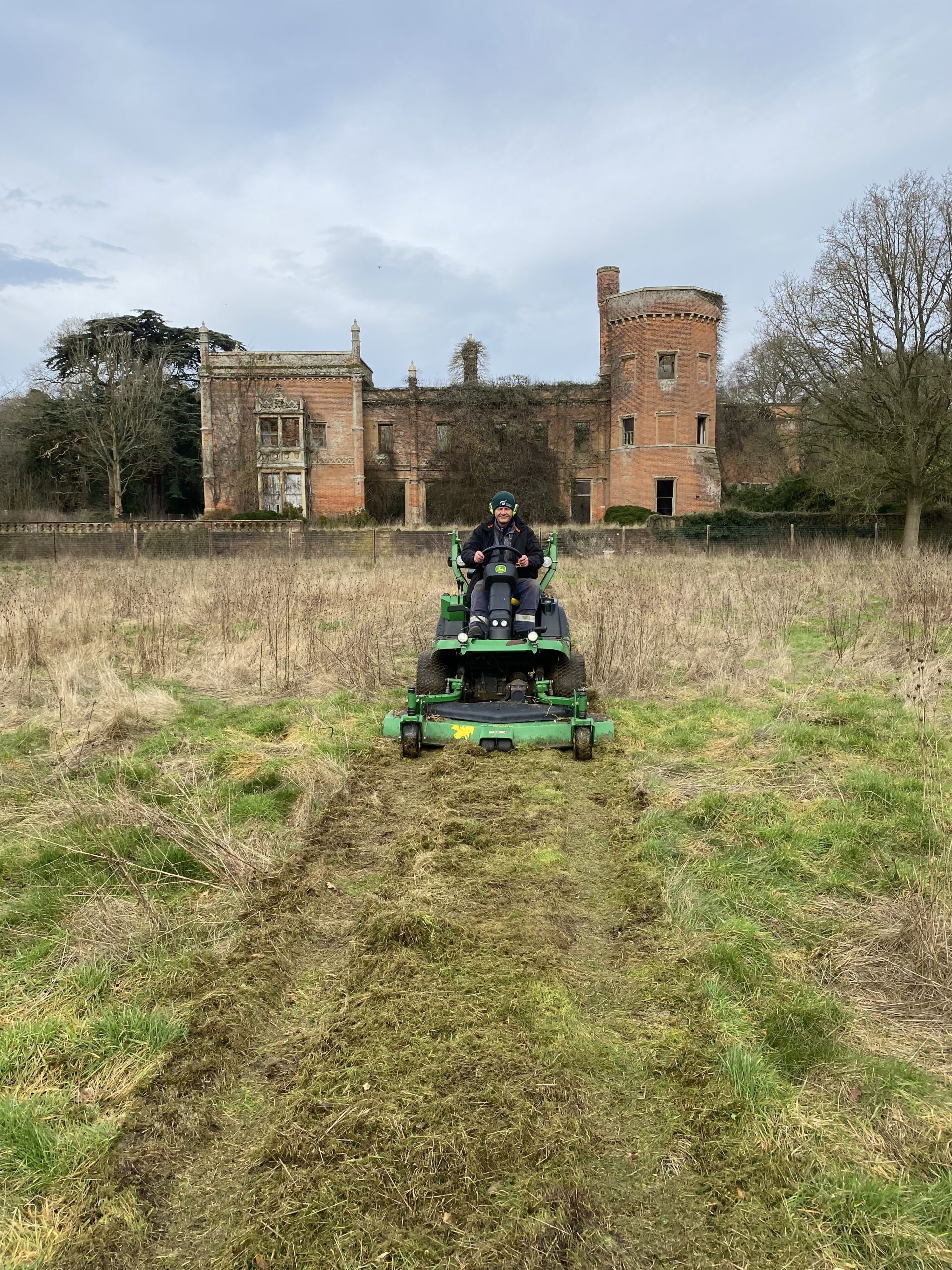 Creating some pathways through the wildflower meadow.