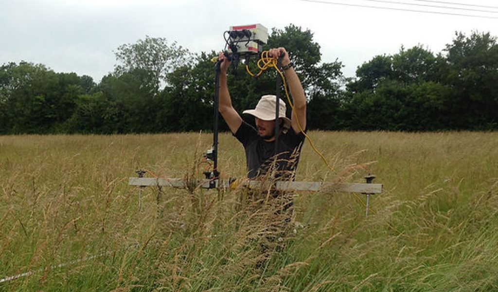 Archeaologist at work scanning the villa and tumulus sites at Eastlowhill